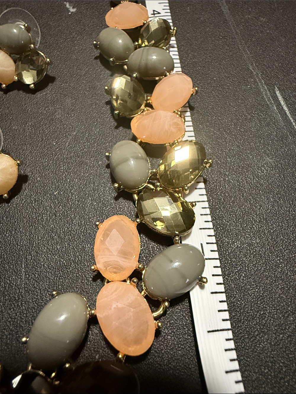 Talbots Statement Peach and Gray Gem Necklace Set - Women Jewelry - Picture 4 of 4